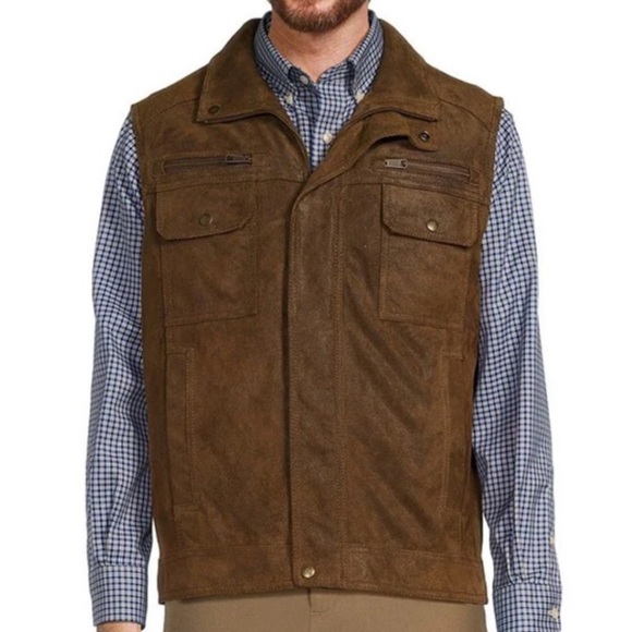 Roundtree And Yorke Mens Big And Tall Suede Leather Vest NEW